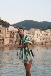 Plage Towel - Green Stripe