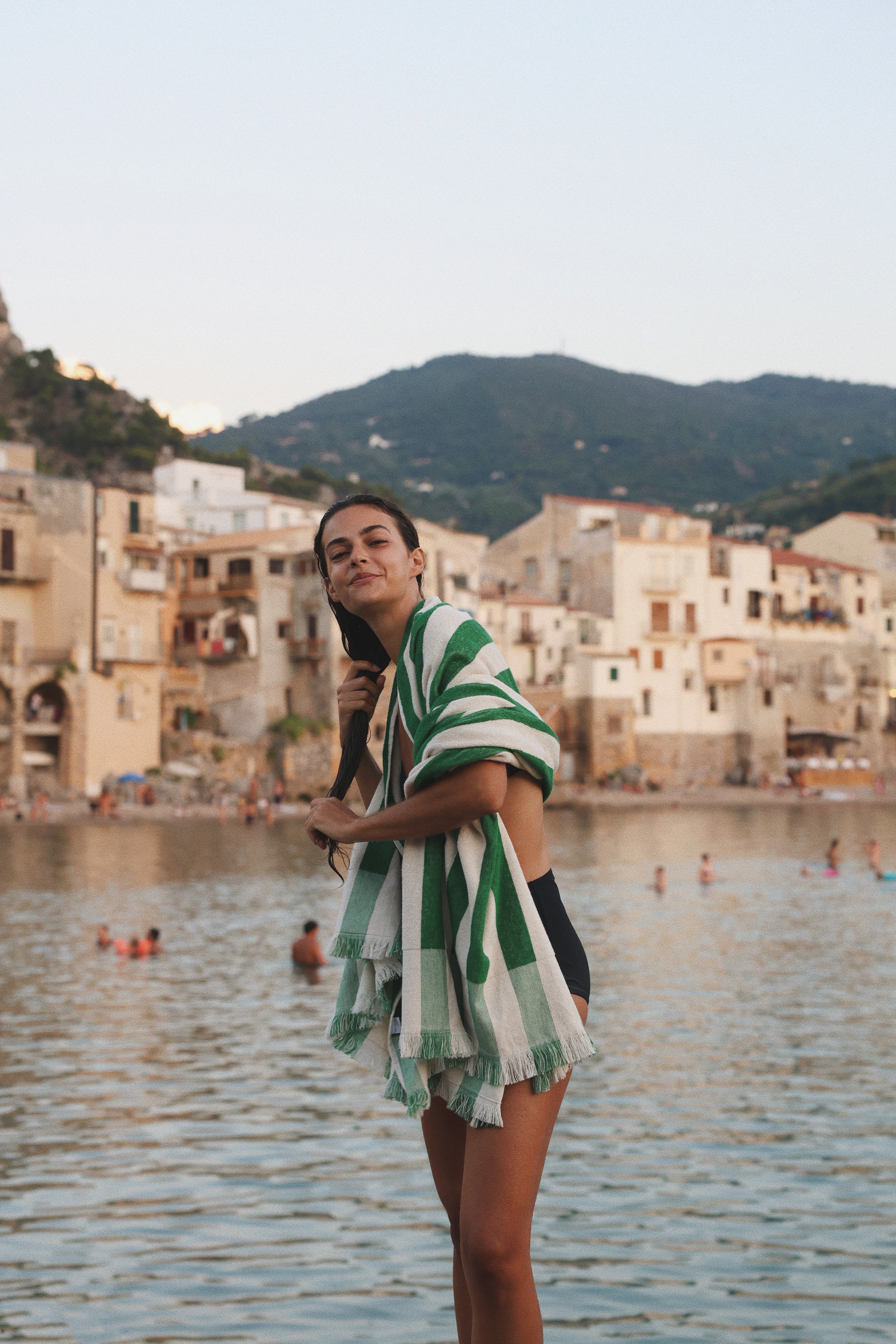 Plage Towel - Green Stripe