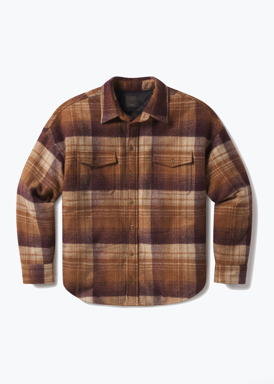 Shigoto Shirt Jacket in Tan Plaid