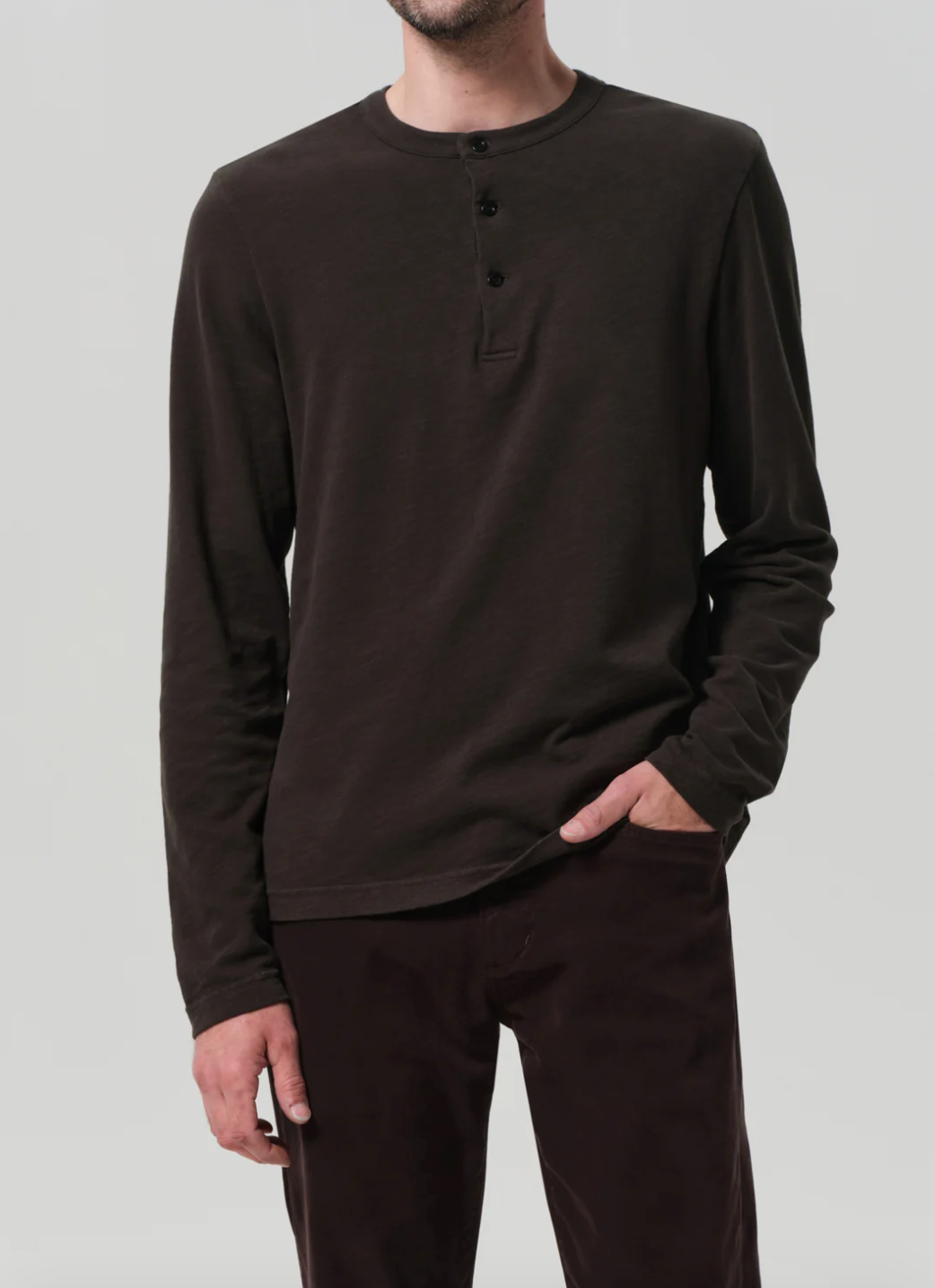 Three Button Henley in Forest