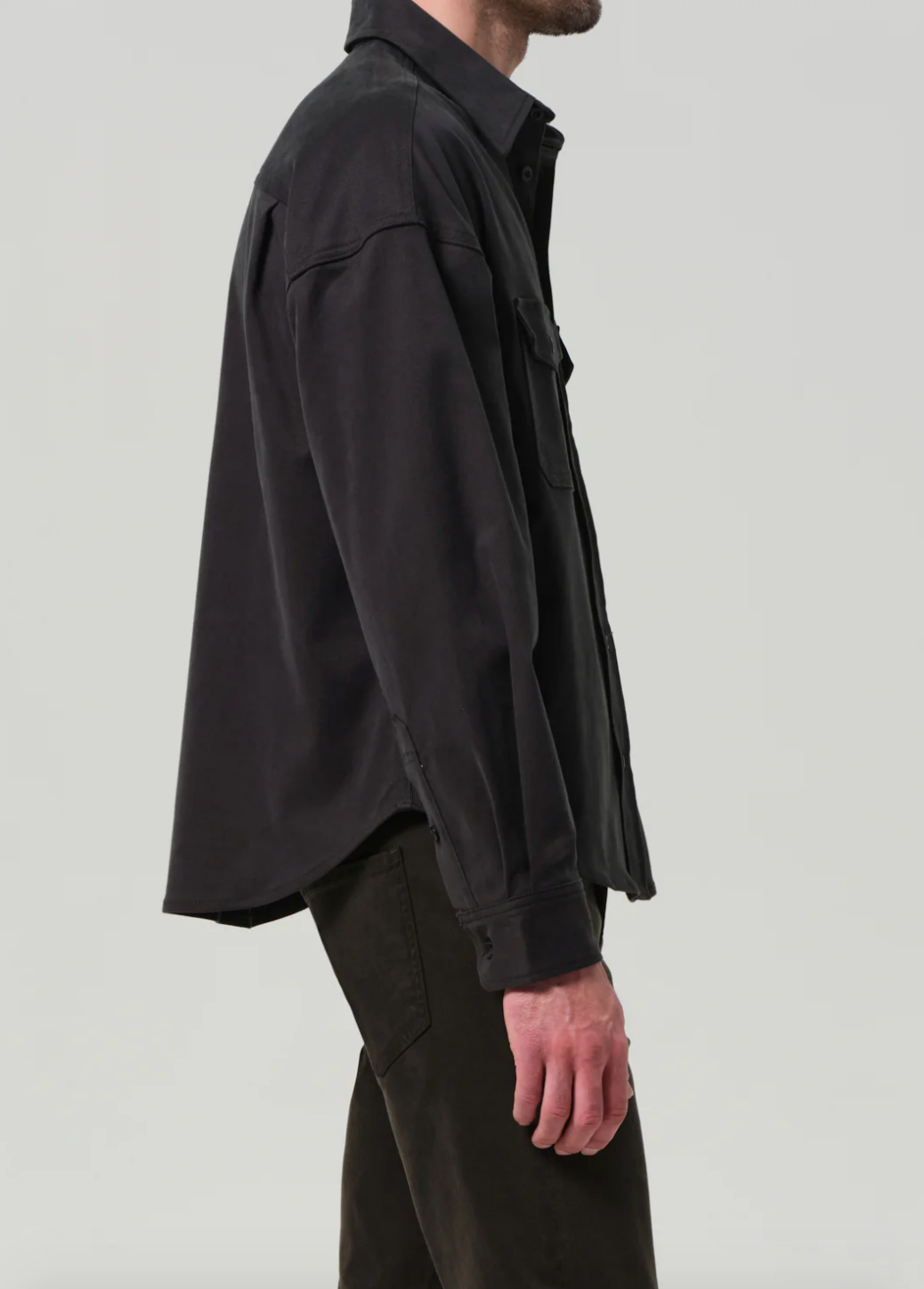 Shigoto Shirt Jacket in Grey Green