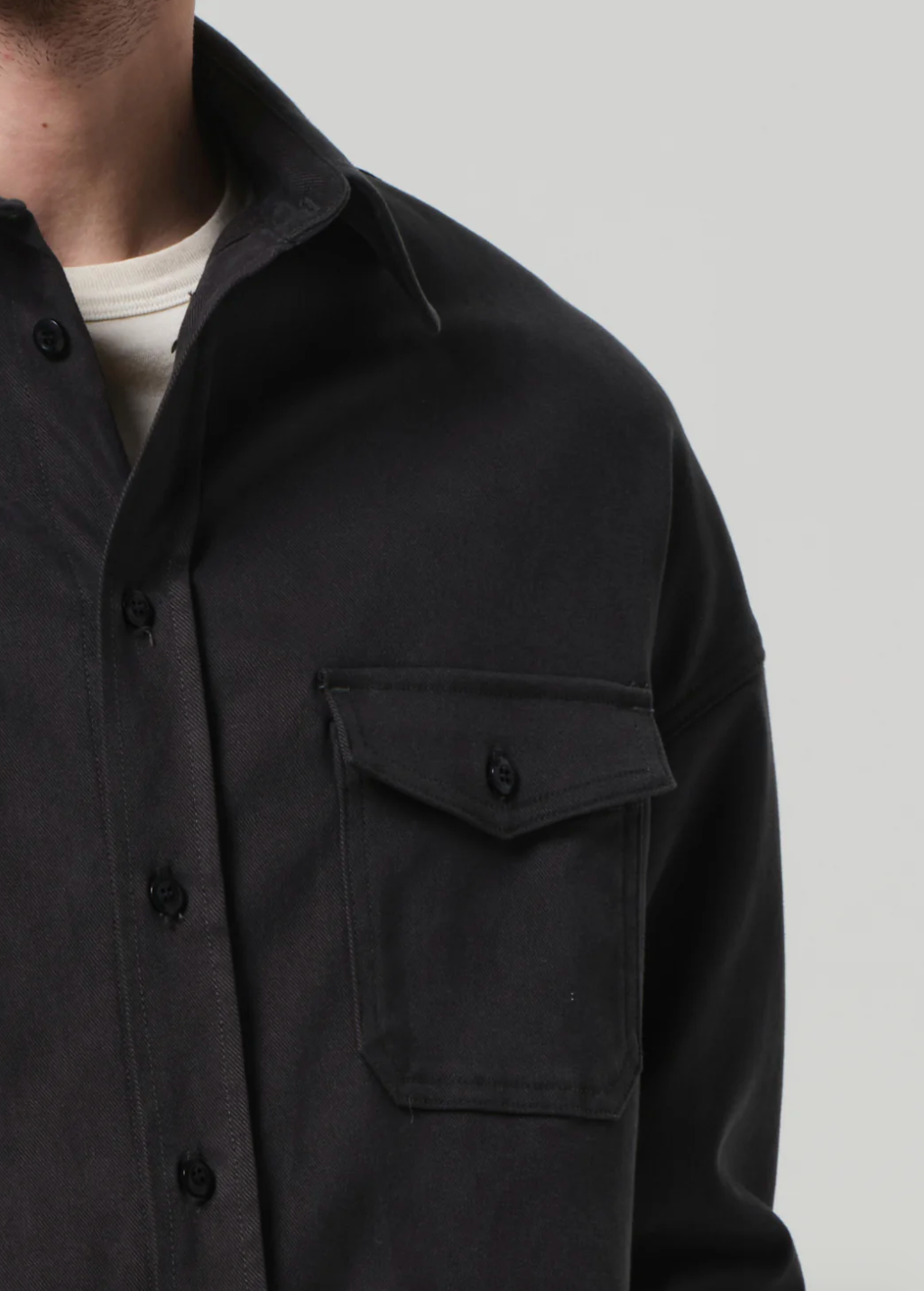 Shigoto Shirt Jacket in Grey Green