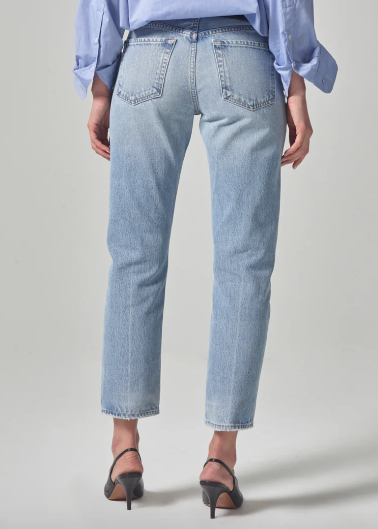 person wearing Citizens of Humanity womens Isla Low Rise Straight denim jeans back