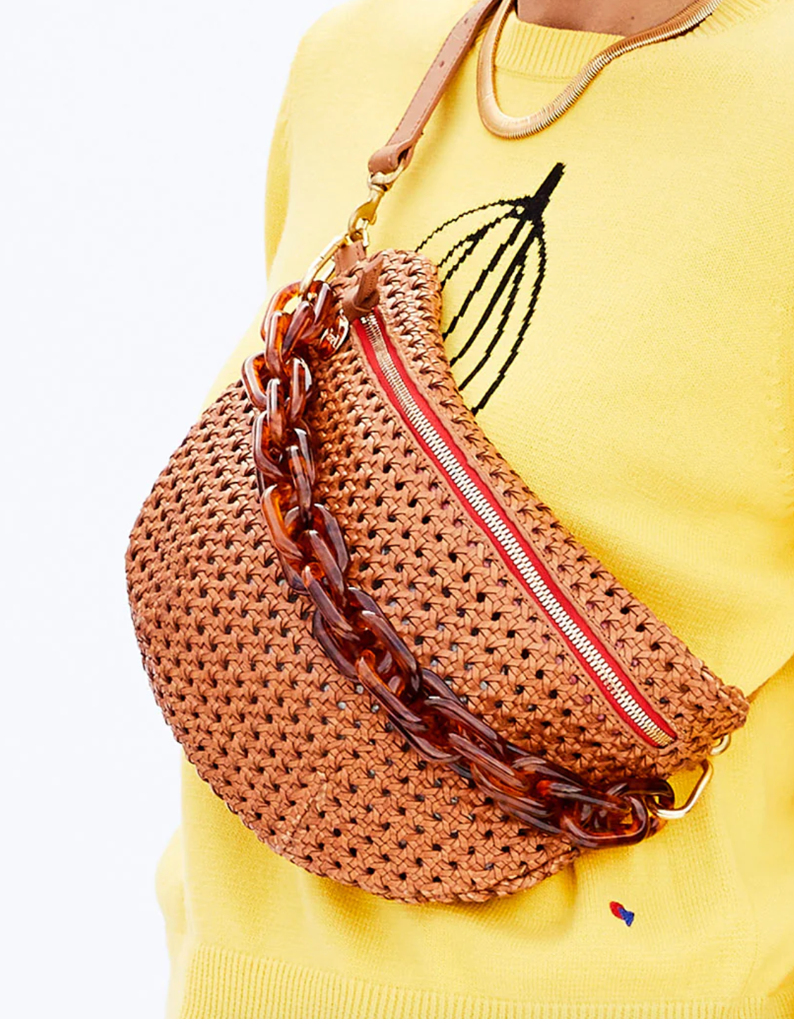 Shortie Bag Strap in Tortoise Resin