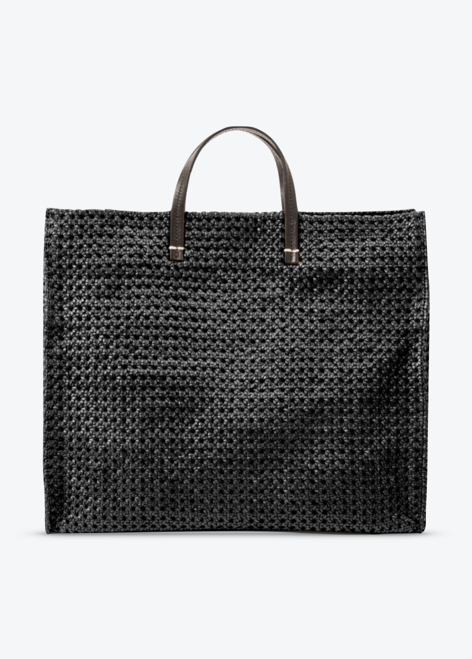 Simple Tote in Black Rattan Leather