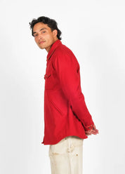 dehen 1920 mens Crissman Overshirt in Cardinal Red wool