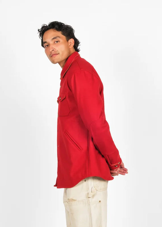 dehen 1920 mens Crissman Overshirt in Cardinal Red wool