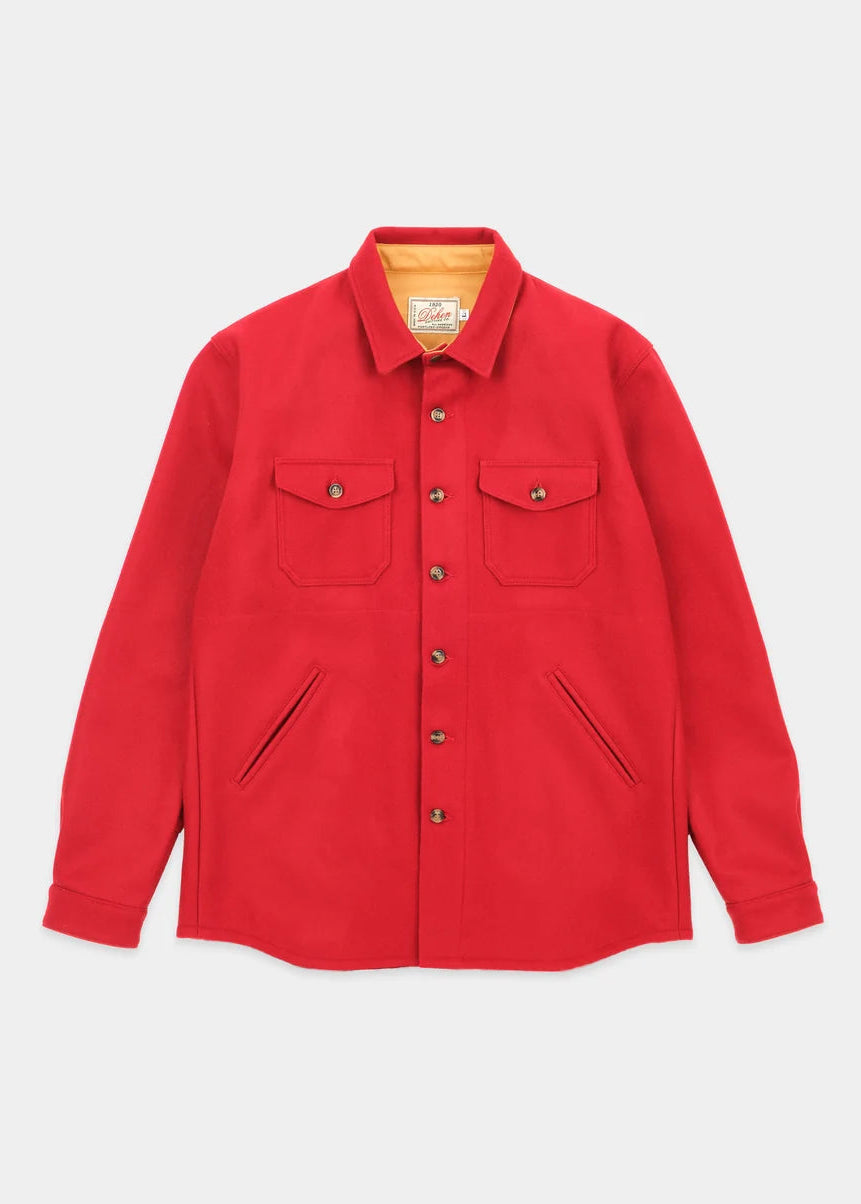 dehen 1920 mens Crissman Overshirt in Cardinal Red wool