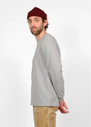 dehen 1920 Heavy Duty Long Sleeve Tee in Heather Grey