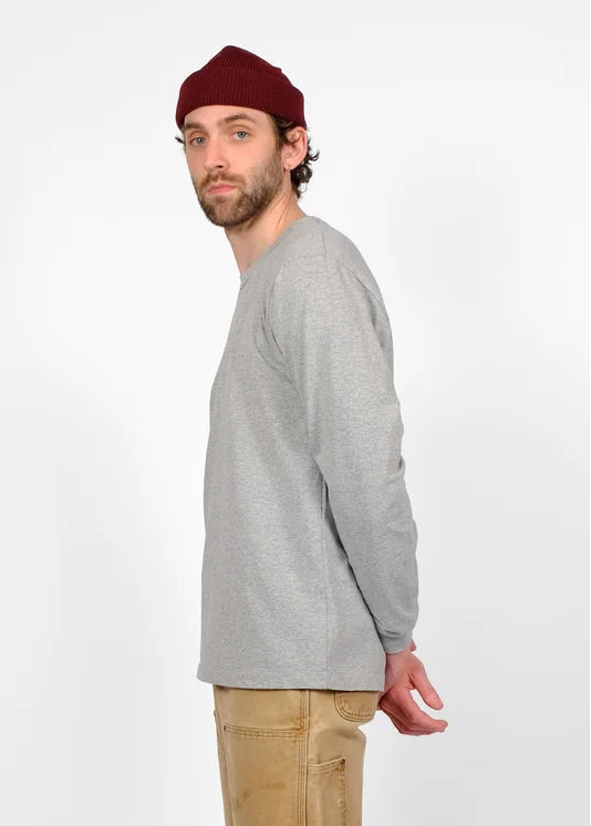 dehen 1920 Heavy Duty Long Sleeve Tee in Heather Grey