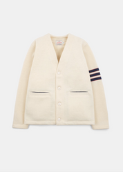 Slouchy Varsity Cardigan in Off White