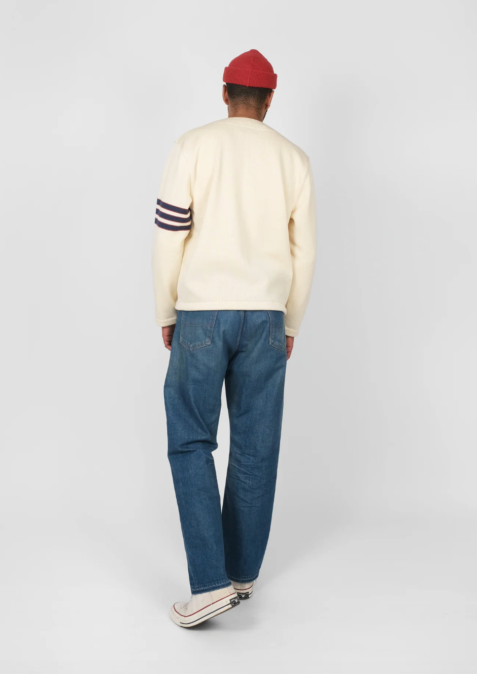 Slouchy Varsity Cardigan in Off White