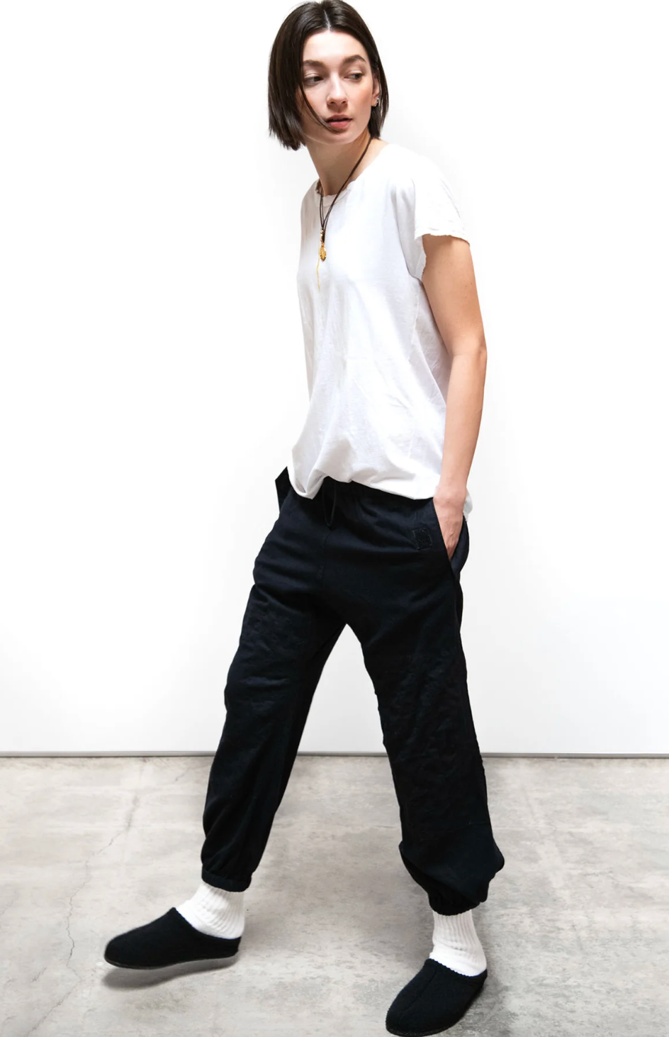 Flap/Snap Wool Cashmere Pants