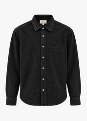 HARTFORD MENS Paul Pat TENCEL COTTON LINEN Shirt in Carbon BLACK