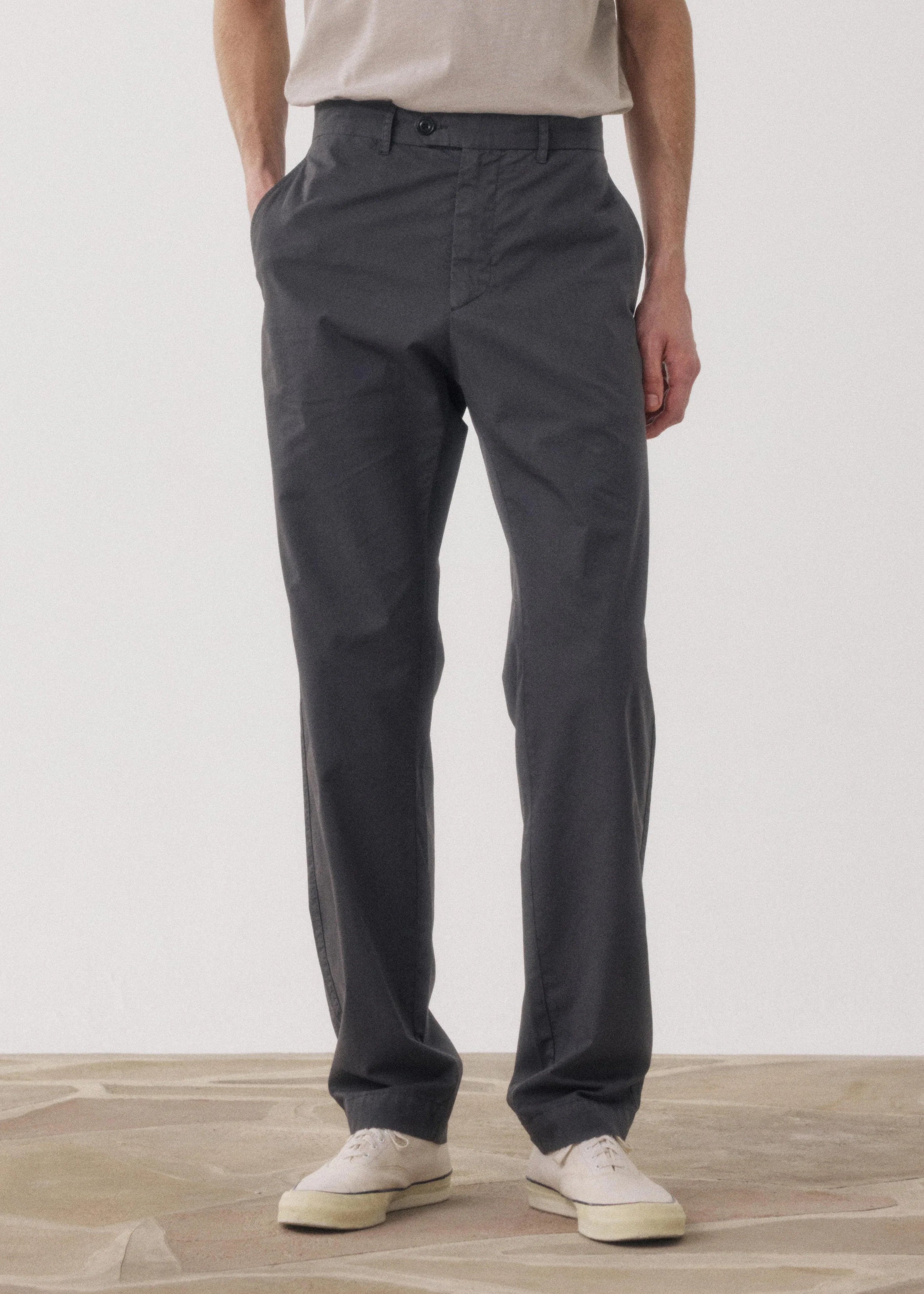 person wearing HARTFORD MENS Taylor Chino Pants in Carbon