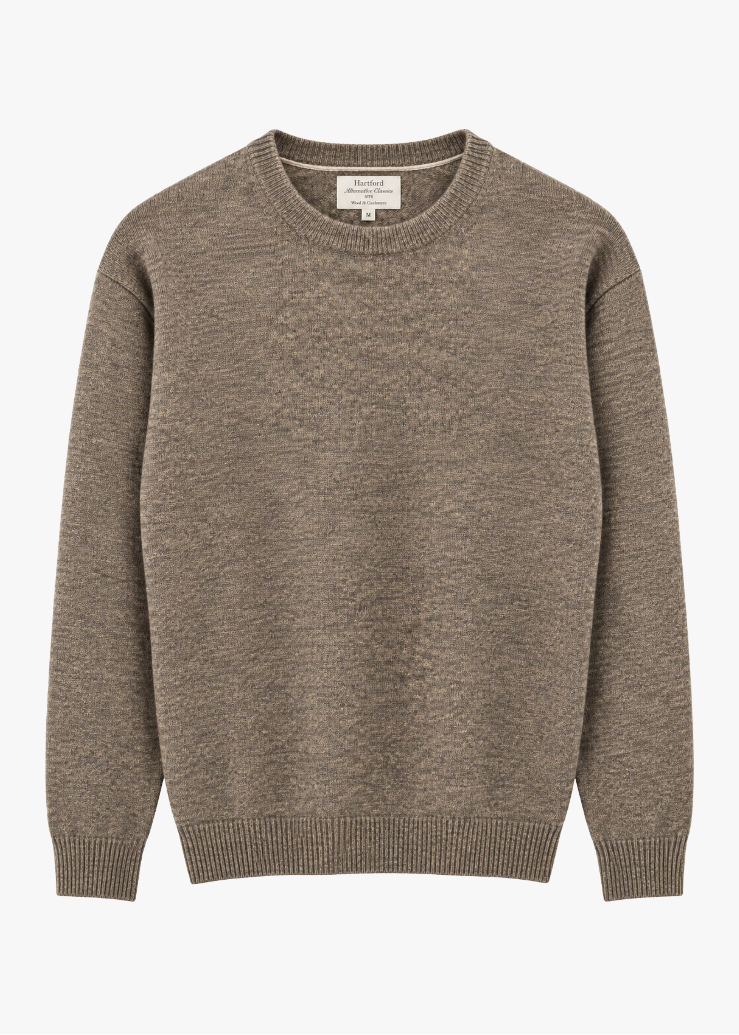HARTFORD mens Crew heathered brown walnut Wool & Cashmere Sweater