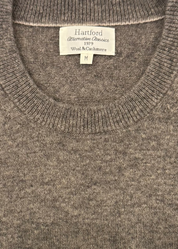 HARTFORD mens Crew heathered brown walnut Wool & Cashmere Sweater