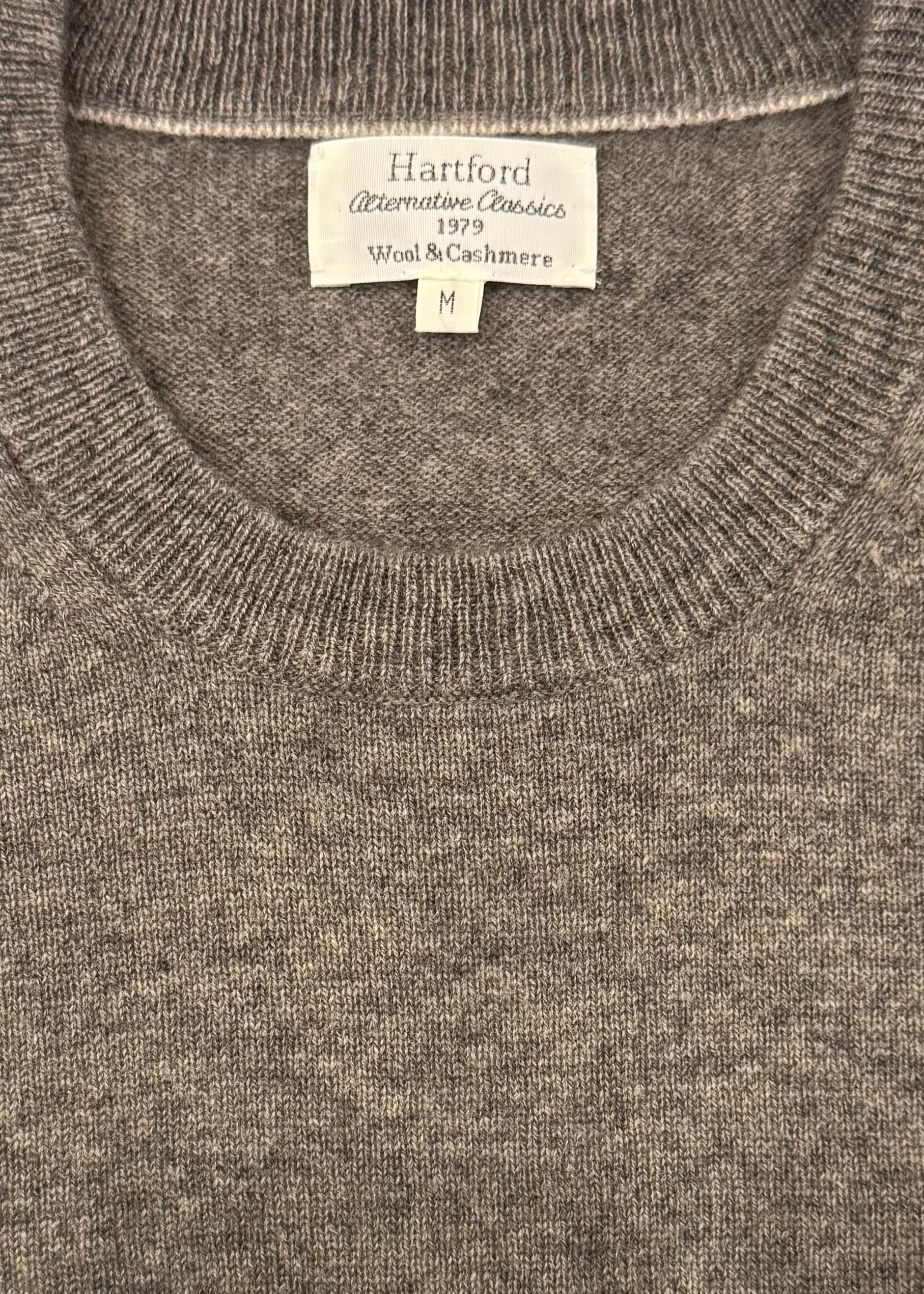 HARTFORD mens Crew heathered brown walnut Wool & Cashmere Sweater