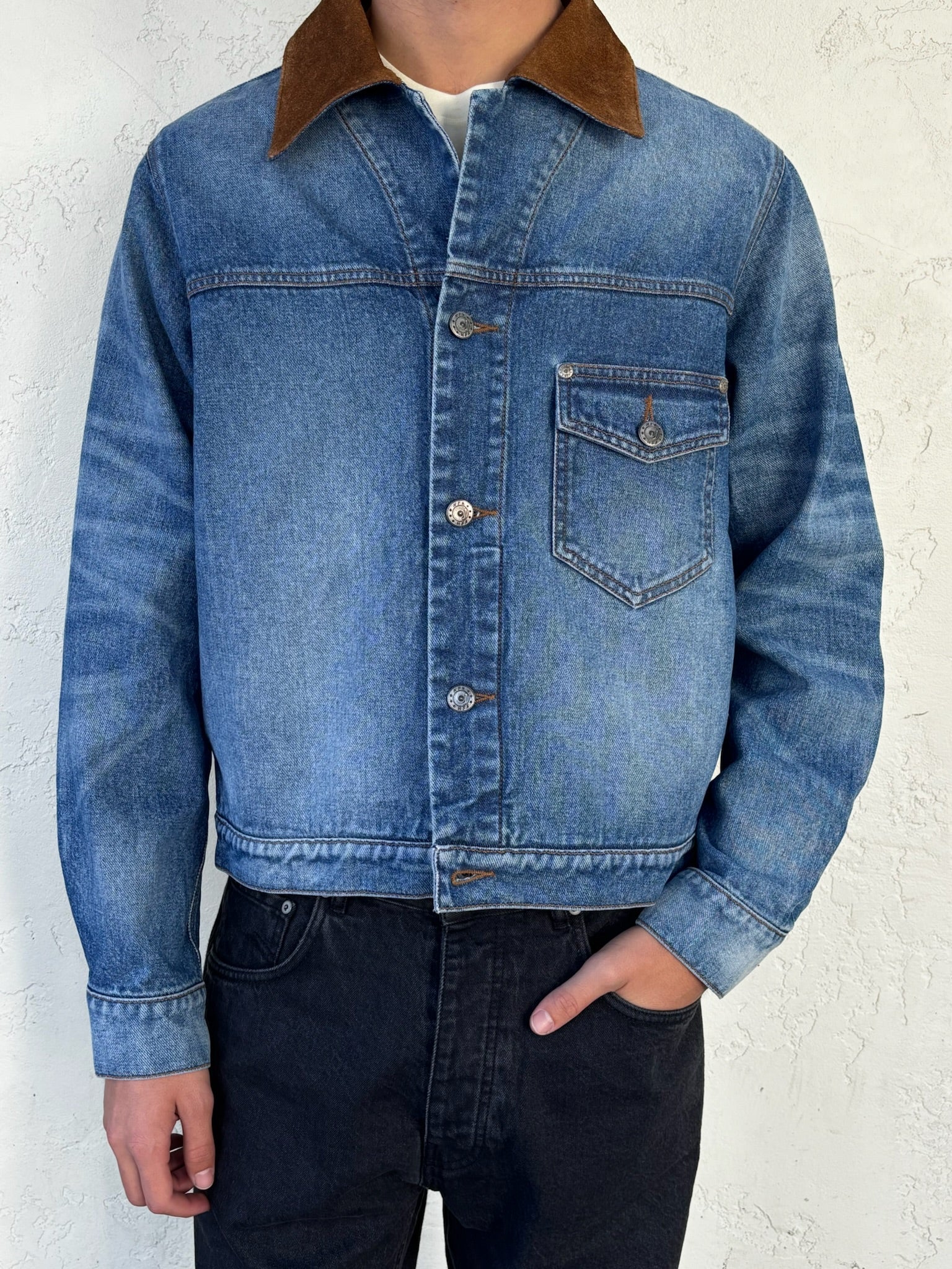 Western Denim Suede Jacket