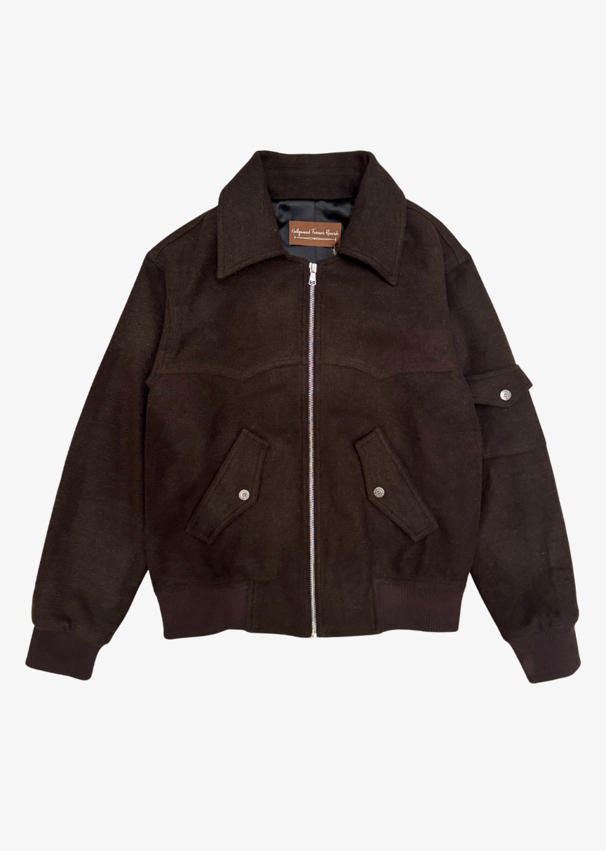 Hollywood_Forever_Records_mens_chocolate_brown_Western_Wool_Bomber_Jacket.png