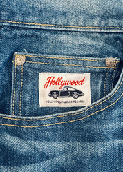 Hollywood Forever Records one of a kind Zeppelin leather Patchwork Denim Jeans