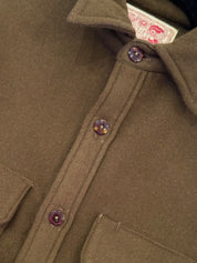 Wool Chamois Two Pocket Work Shirt in Olive