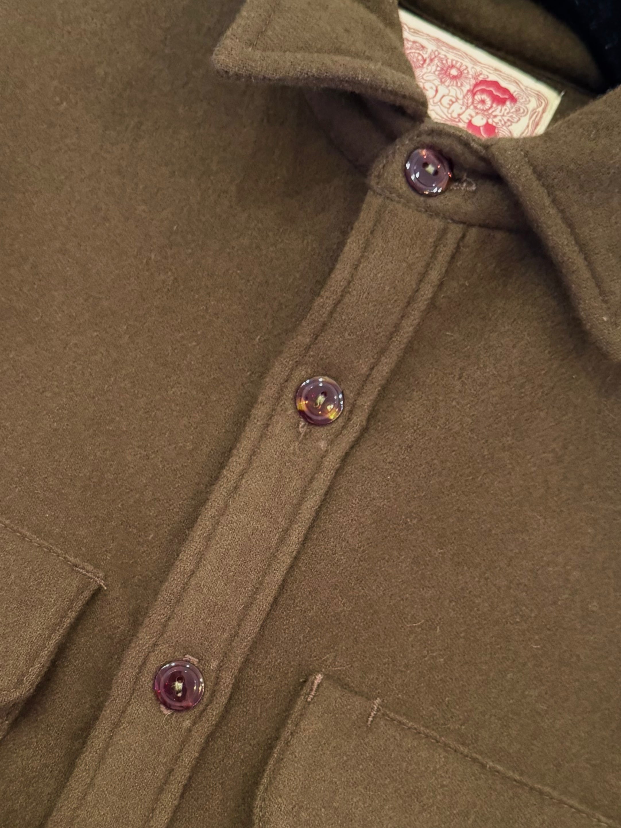 Wool Chamois Two Pocket Work Shirt in Olive