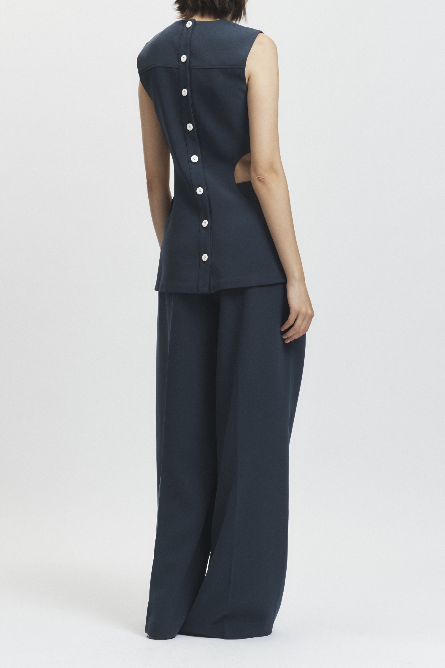 Izzi Crepe Cutout Bouse, Navy