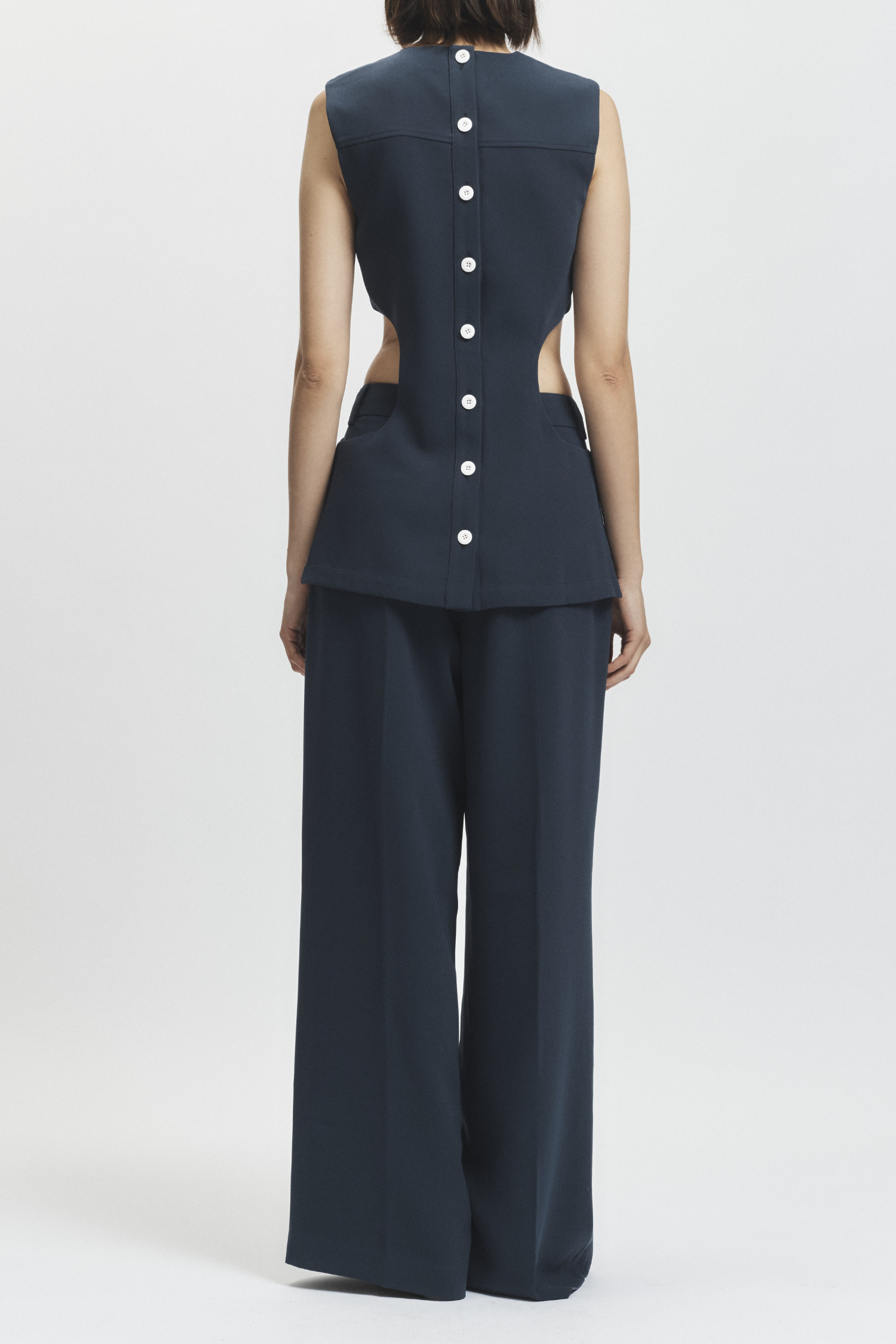 Izzi Crepe Cutout Bouse, Navy