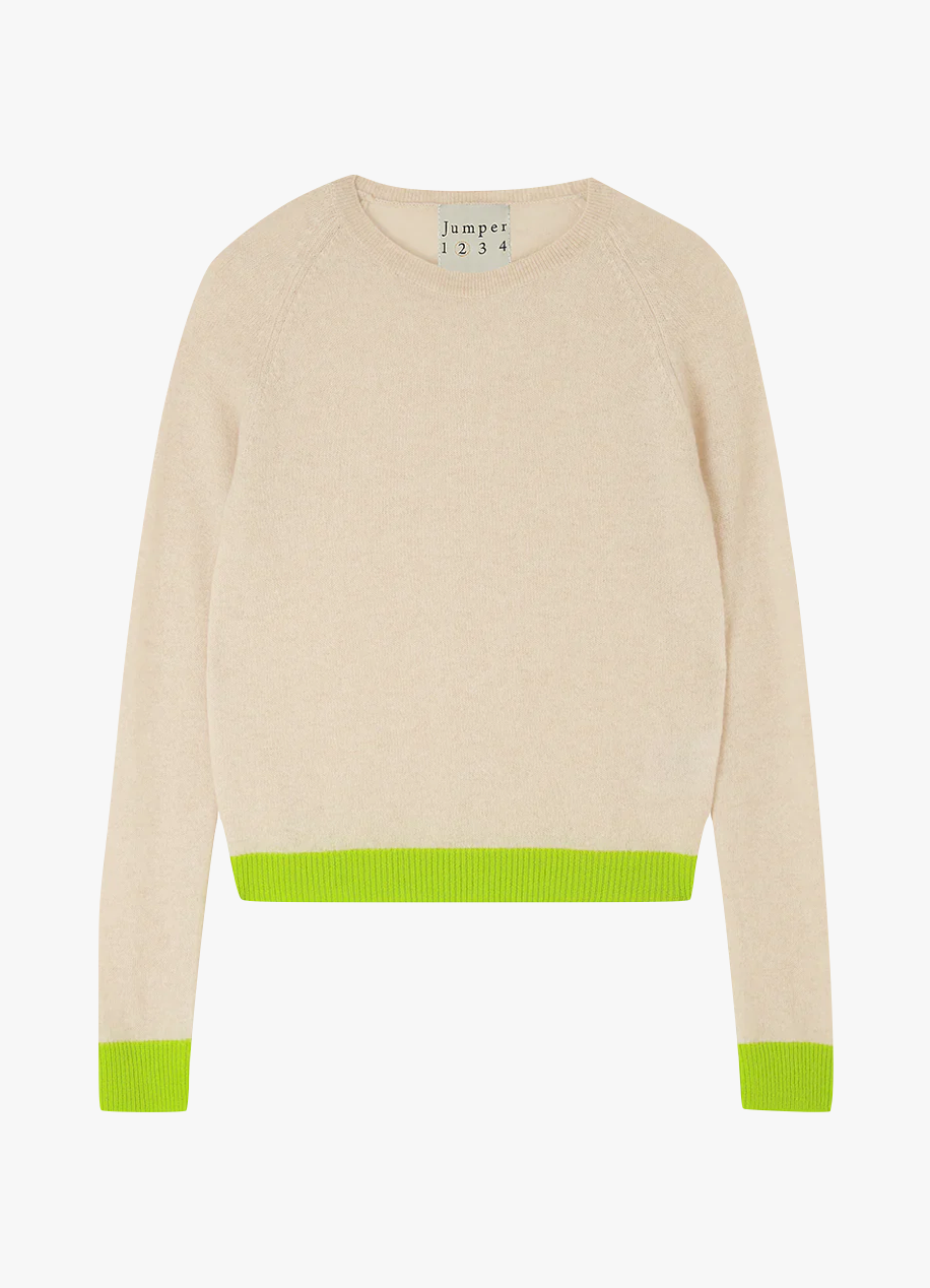 Cashmere Contrast Crewneck Sweater in Oatmeal