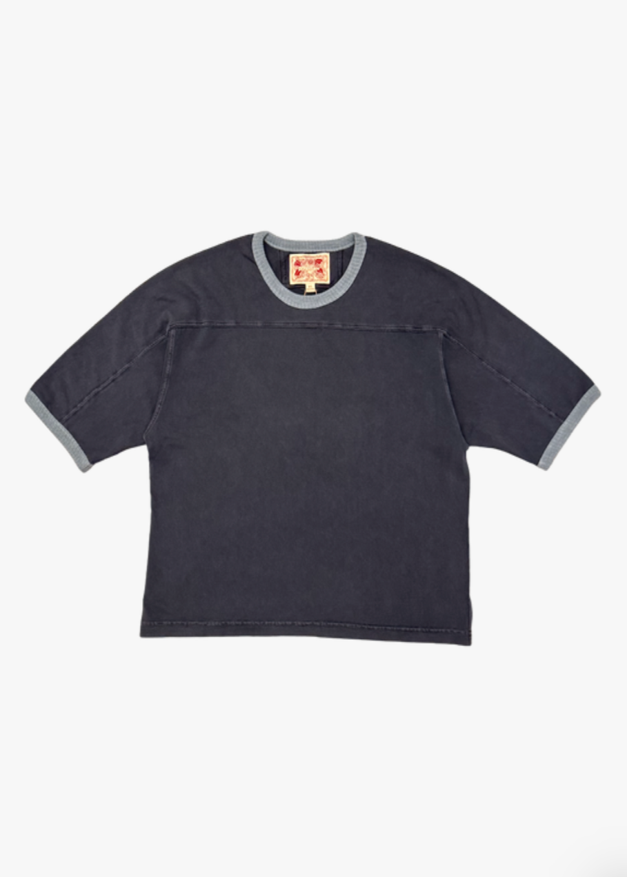 Community Football Ringer Tee in Washed Black