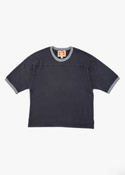 Community Football Ringer Tee in Washed Black