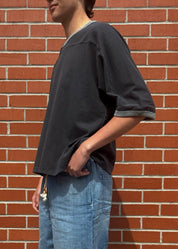 Community Football Ringer Tee in Washed Black