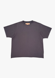 "On the Farm" Raw Hem Tee in Washed Black