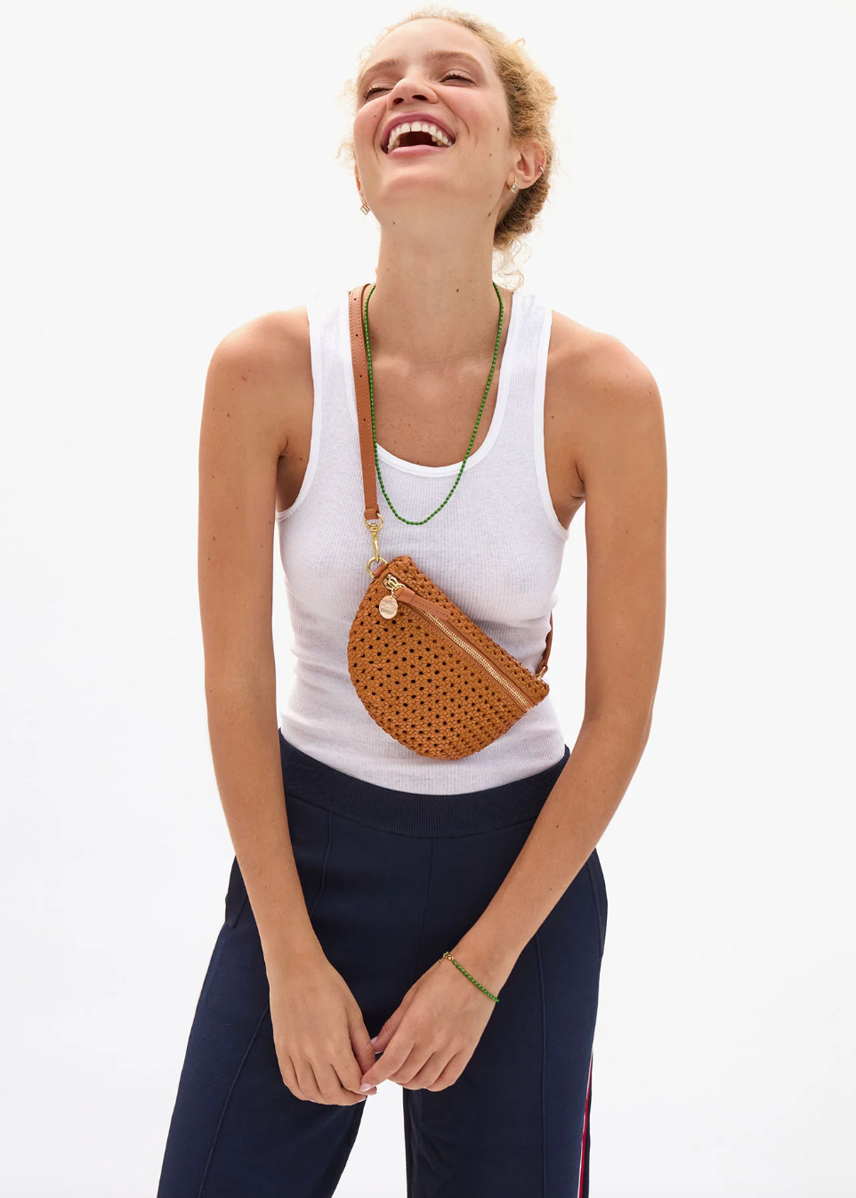woman wearing Petite Fanny in Tan Rattan