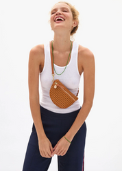 woman wearing Petite Fanny in Tan Rattan