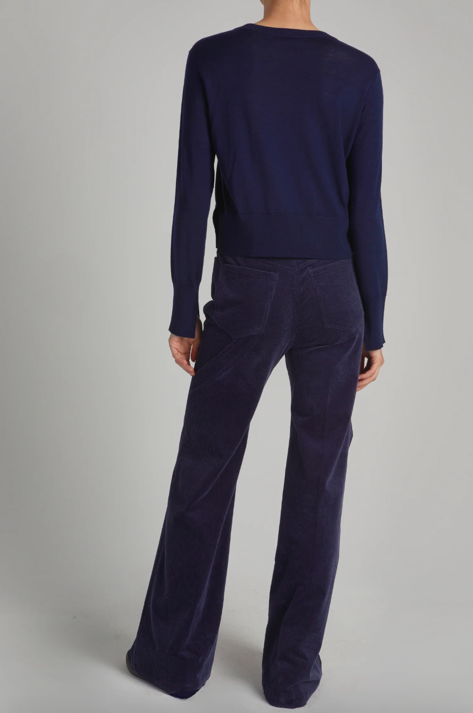 Aron Corduroy Flared Pants in Navy