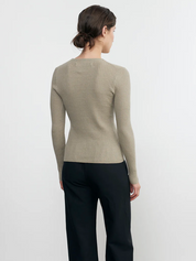 Linen Cotton Long Sleeve Sweater Tee in Ash
