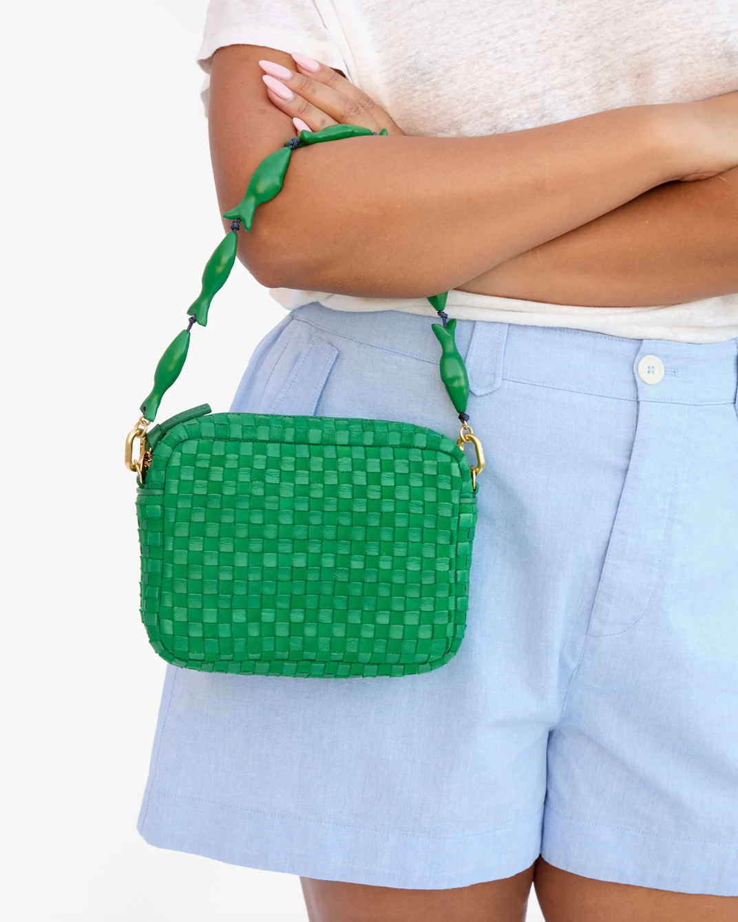 Shortie Strap in Emerald Sardine shown on bag