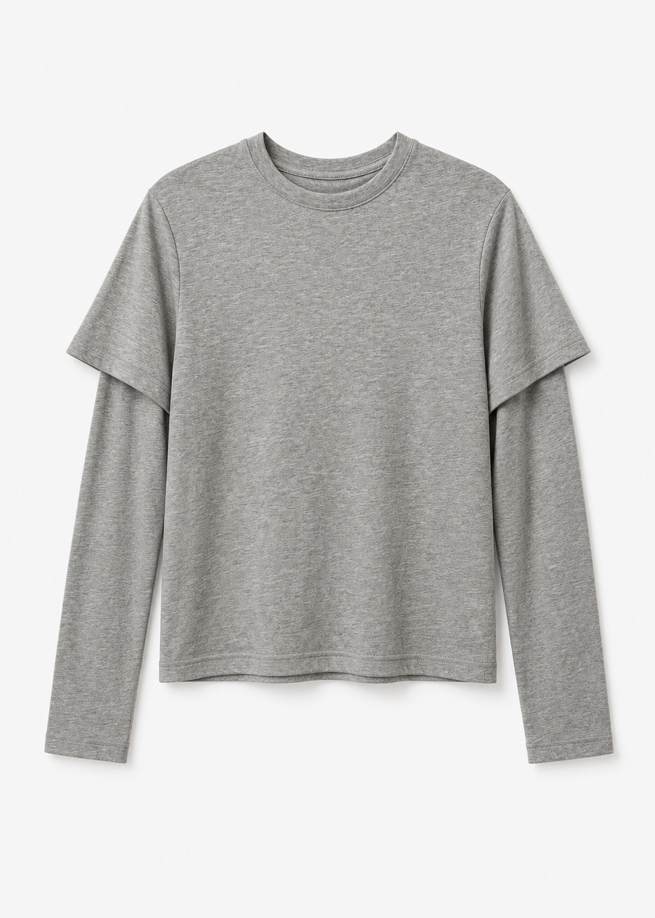 Still Here New York womens 2Tee long sleeve shirt in Heather Grey