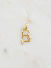 The Moonstoned fine jewelry 14k yellow gold Diamond Initial Pendant