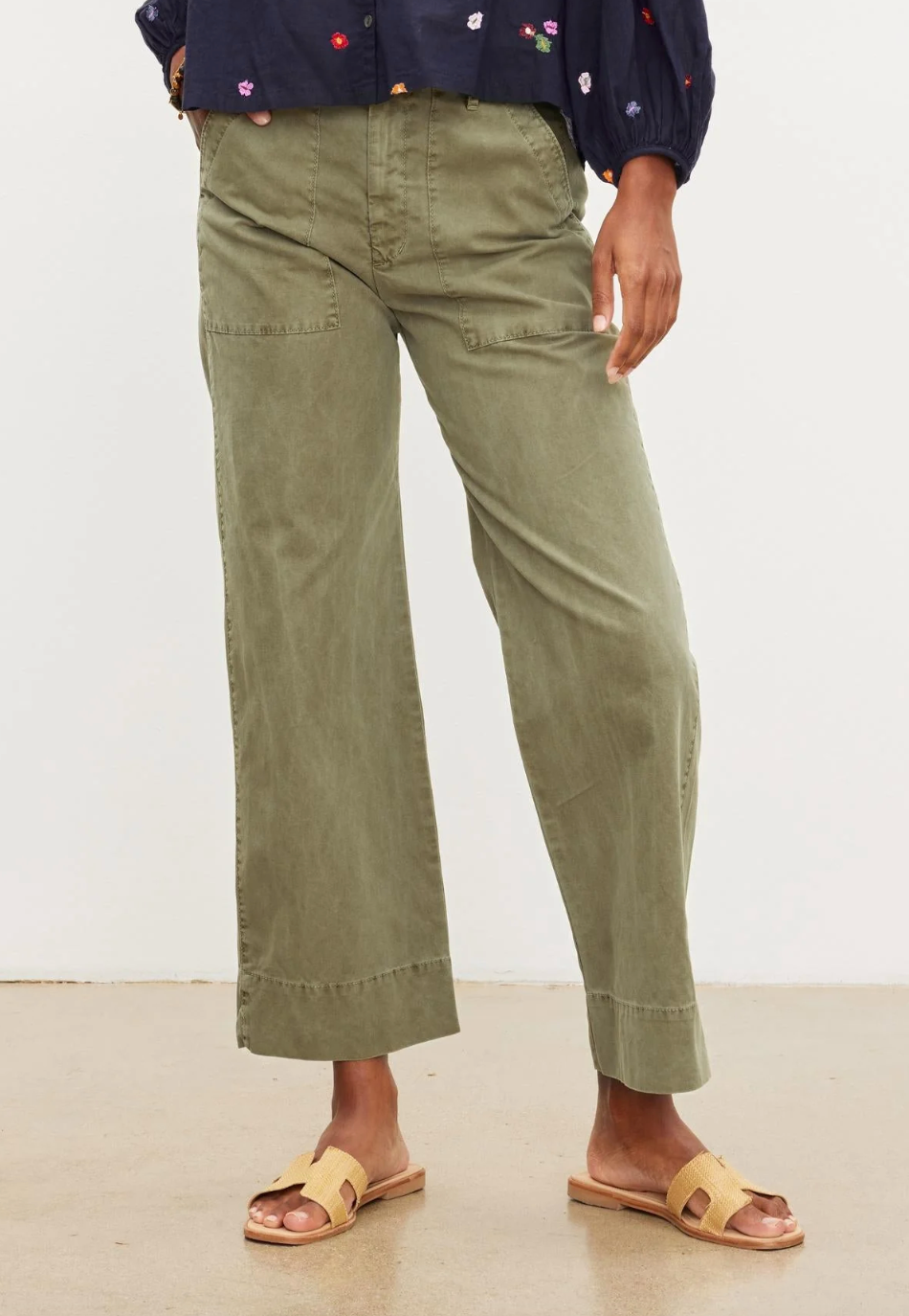 Mya Cotton Canvas Pant in Axe