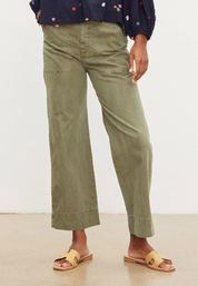 Mya Cotton Canvas Pant in Axe