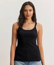 Aliza Ribbed Cotton Tank in Black