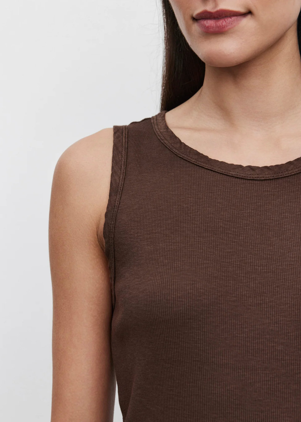Maxie Ribbed Tank Top in Bark