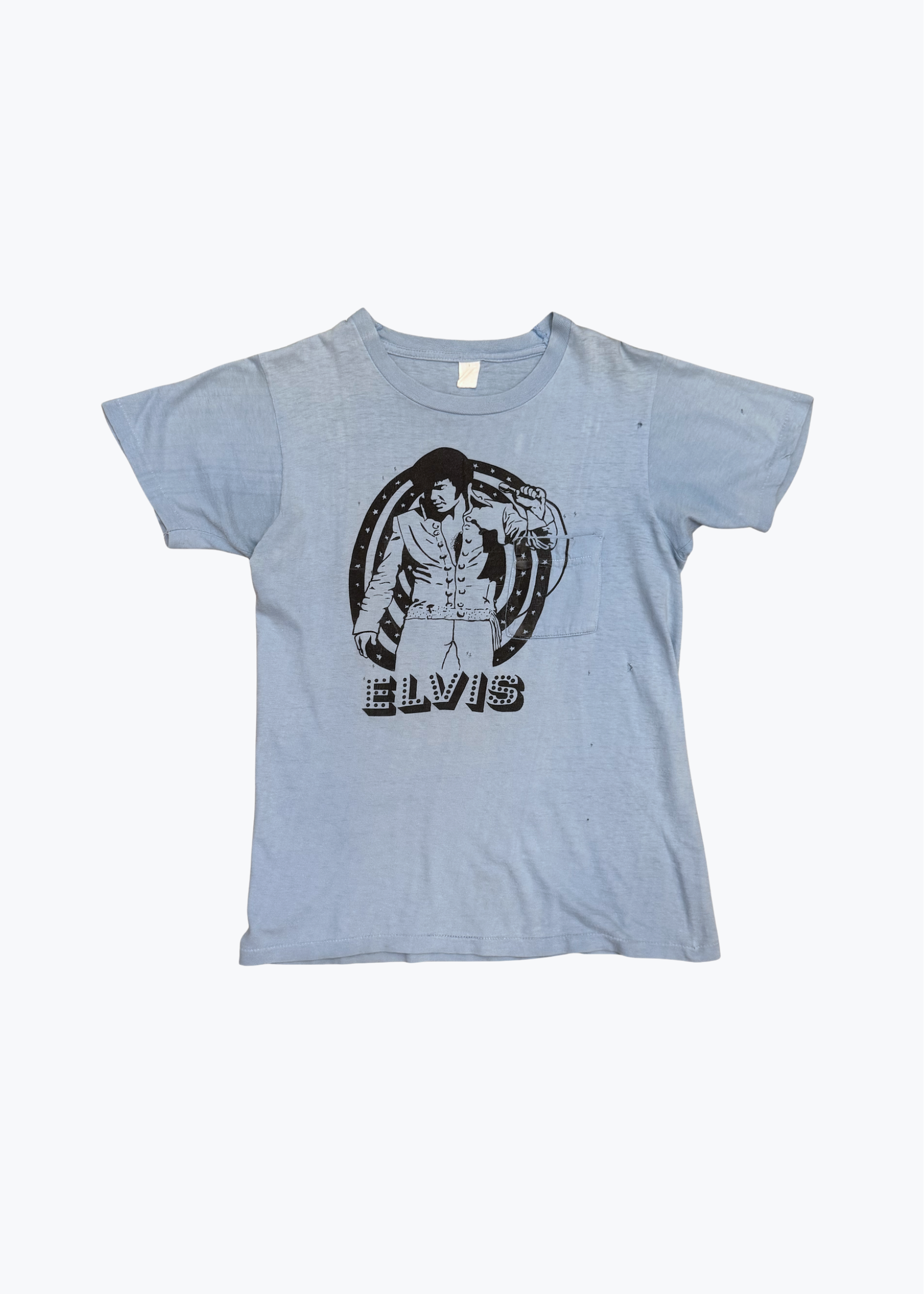 Vintage Baby Blue Elvis Pocket Tee
