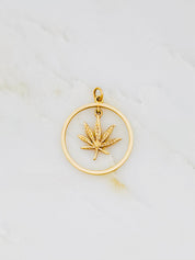 Vintage fine jewelry 14k yellow gold Halo Leaf Charm