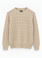 WYTHE MENS Highland Cableknit Sweater in Cream