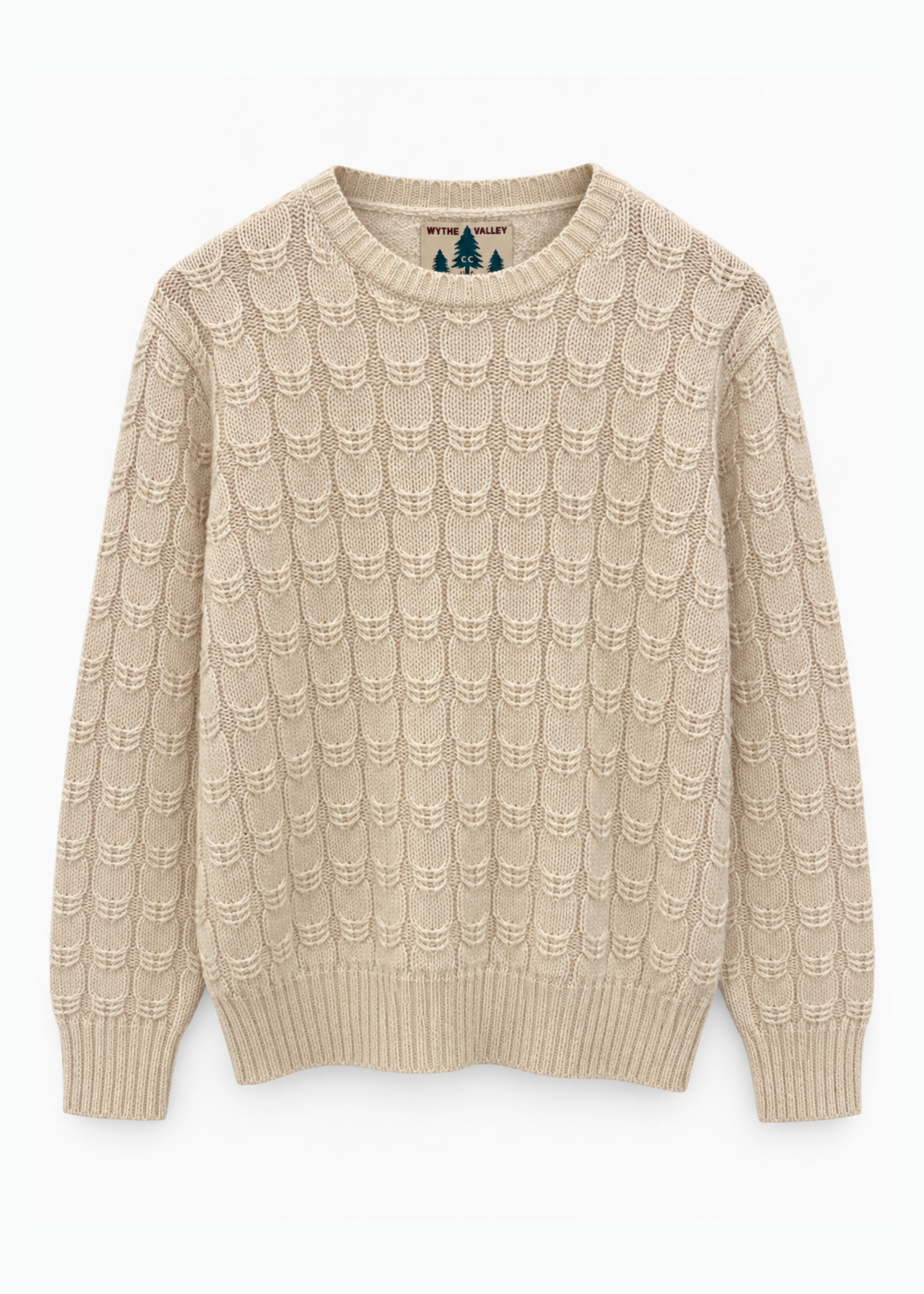 WYTHE MENS Highland Cableknit Sweater in Cream