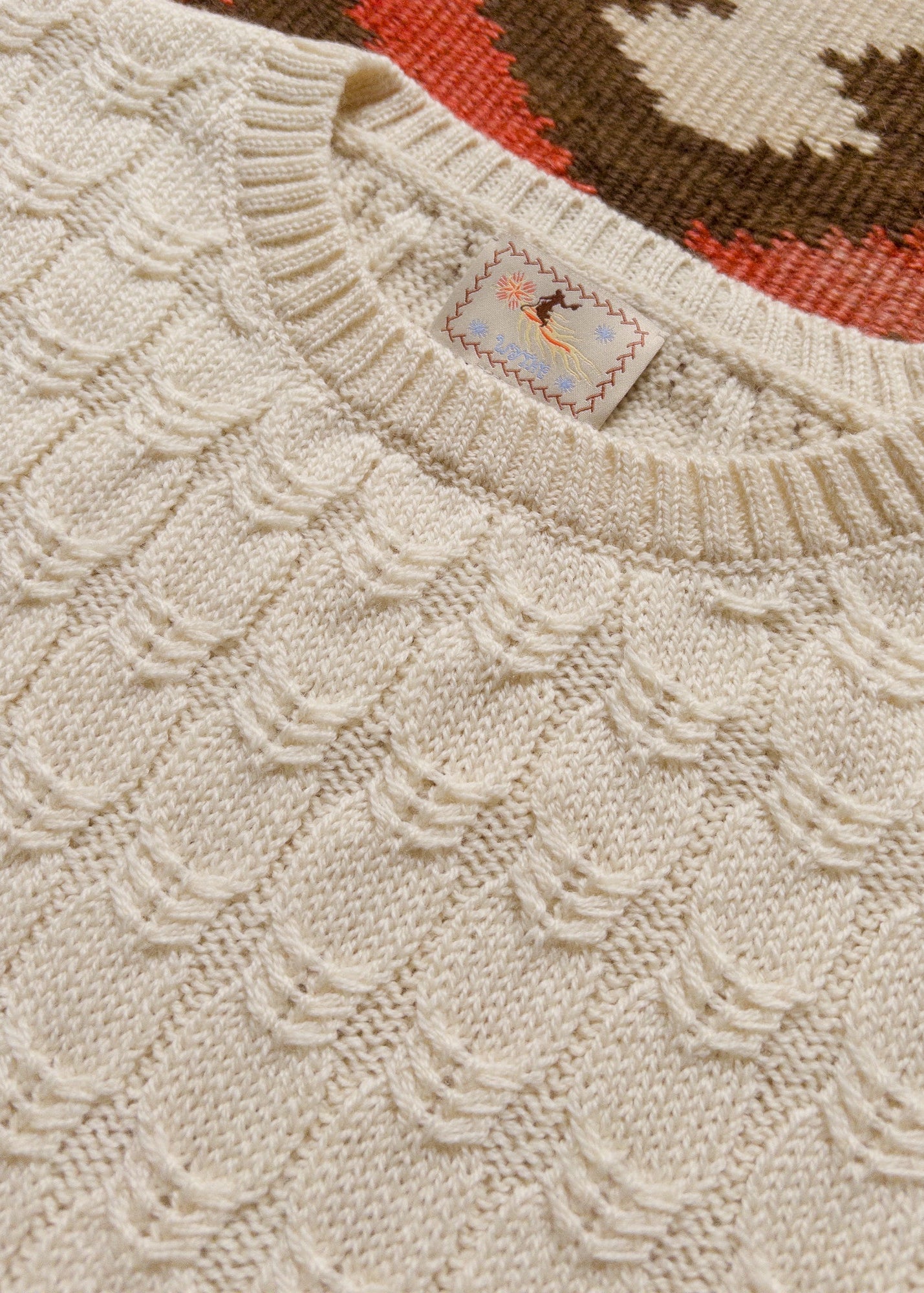 WYTHE MENS Highland Cableknit Sweater in Cream